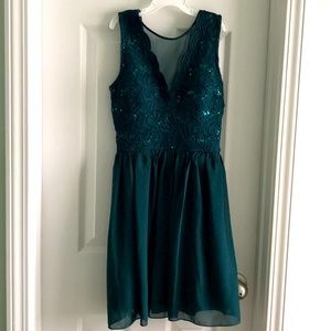 Teal Short Formal Dress w/bra Size 1